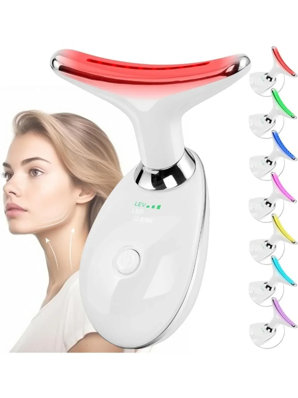 Facial Massager & Sculpting Wand Tool - 7 Color LED for Face & Neck, Perfect